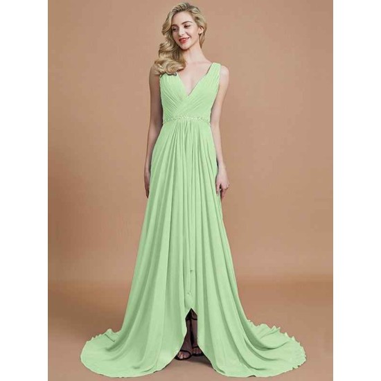 Charming Sleeveless V-neck Chiffon Bridesmaid Dresses