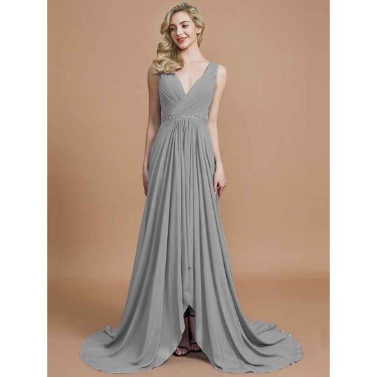 Charming Sleeveless V-neck Chiffon Bridesmaid Dresses