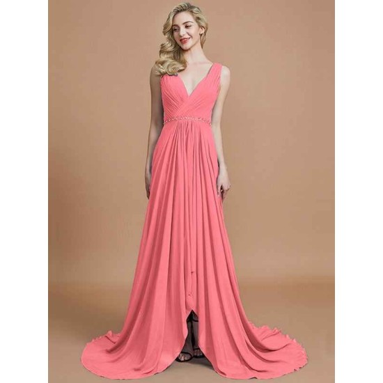 Charming Sleeveless V-neck Chiffon Bridesmaid Dresses