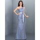 Mermaid Gorgeous One Shoulder Lace Sleeveless Long Lace Bridesmaid Dresses