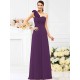 Charming One Shoulder Hand-Made Flower Sleeveless Long Chiffon Bridesmaid Dresses