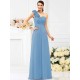 Charming One Shoulder Hand-Made Flower Sleeveless Long Chiffon Bridesmaid Dresses