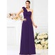 Charming One Shoulder Hand-Made Flower Sleeveless Long Chiffon Bridesmaid Dresses