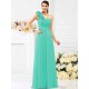 Charming One Shoulder Hand-Made Flower Sleeveless Long Chiffon Bridesmaid Dresses