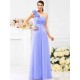 Charming One Shoulder Hand-Made Flower Sleeveless Long Chiffon Bridesmaid Dresses