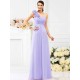 Charming One Shoulder Hand-Made Flower Sleeveless Long Chiffon Bridesmaid Dresses