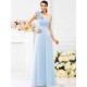 Charming One Shoulder Hand-Made Flower Sleeveless Long Chiffon Bridesmaid Dresses