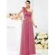 Charming One Shoulder Hand-Made Flower Sleeveless Long Chiffon Bridesmaid Dresses