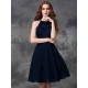 Charming Halter Lace Sleeveless Short Chiffon Bridesmaid Dresses
