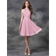 Charming Halter Lace Sleeveless Short Chiffon Bridesmaid Dresses