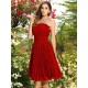 Charming Strapless Pleats Sleeveless Short Chiffon Bridesmaid Dresses