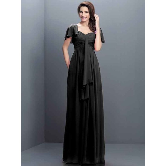 Gorgeous Sweetheart Pleats 1/2 Sleeves Long Chiffon Bridesmaid Dresses