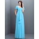 Gorgeous Sweetheart Pleats 1/2 Sleeves Long Chiffon Bridesmaid Dresses