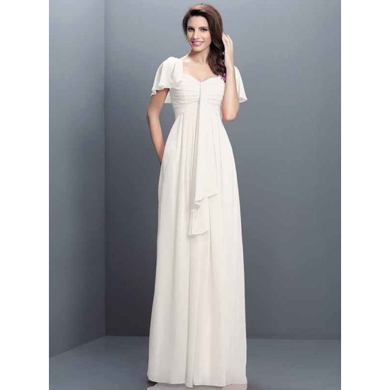 Gorgeous Sweetheart Pleats 1/2 Sleeves Long Chiffon Bridesmaid Dresses