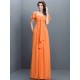 Gorgeous Sweetheart Pleats 1/2 Sleeves Long Chiffon Bridesmaid Dresses