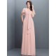 Gorgeous Sweetheart Pleats 1/2 Sleeves Long Chiffon Bridesmaid Dresses