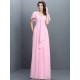 Gorgeous Sweetheart Pleats 1/2 Sleeves Long Chiffon Bridesmaid Dresses