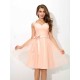 Charming Straps Sash/Ribbon/Belt Sleeveless Short Net Bridesmaid Dresses