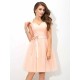 Charming Straps Sash/Ribbon/Belt Sleeveless Short Net Bridesmaid Dresses