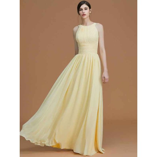Charming Halter Sleeveless Ruched Chiffon Bridesmaid Dresses