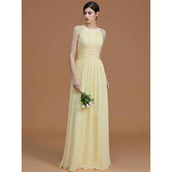 Charming Halter Sleeveless Ruched Chiffon Bridesmaid Dresses