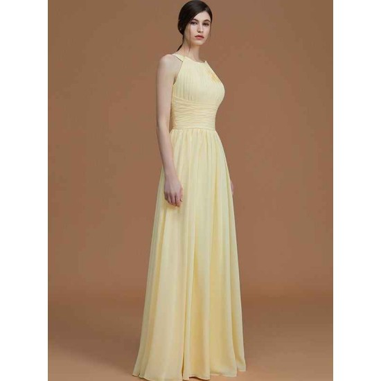 Charming Halter Sleeveless Ruched Chiffon Bridesmaid Dresses