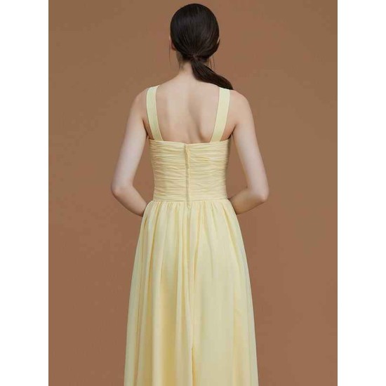 Charming Halter Sleeveless Ruched Chiffon Bridesmaid Dresses