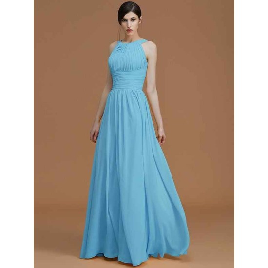 Charming Halter Sleeveless Ruched Chiffon Bridesmaid Dresses