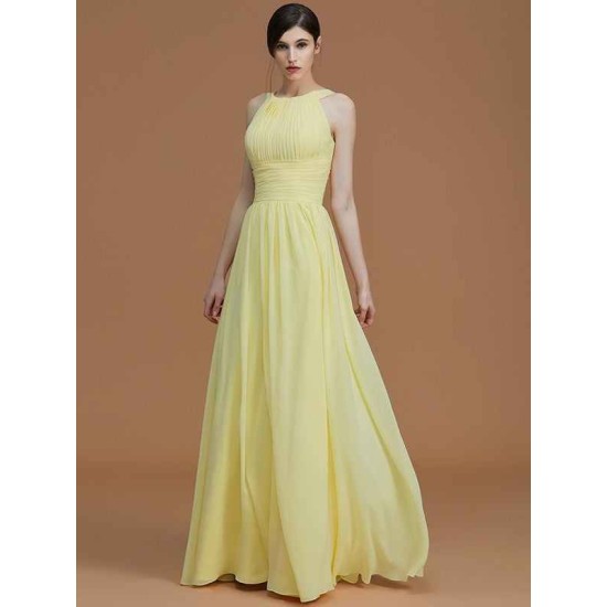 Charming Halter Sleeveless Ruched Chiffon Bridesmaid Dresses