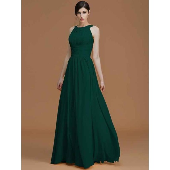 Charming Halter Sleeveless Ruched Chiffon Bridesmaid Dresses