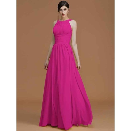 Charming Halter Sleeveless Ruched Chiffon Bridesmaid Dresses