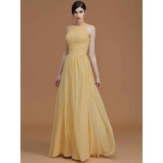 Charming Halter Sleeveless Ruched Chiffon Bridesmaid Dresses