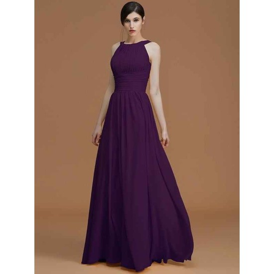 Charming Halter Sleeveless Ruched Chiffon Bridesmaid Dresses