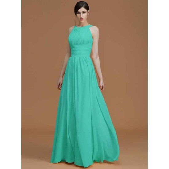 Charming Halter Sleeveless Ruched Chiffon Bridesmaid Dresses