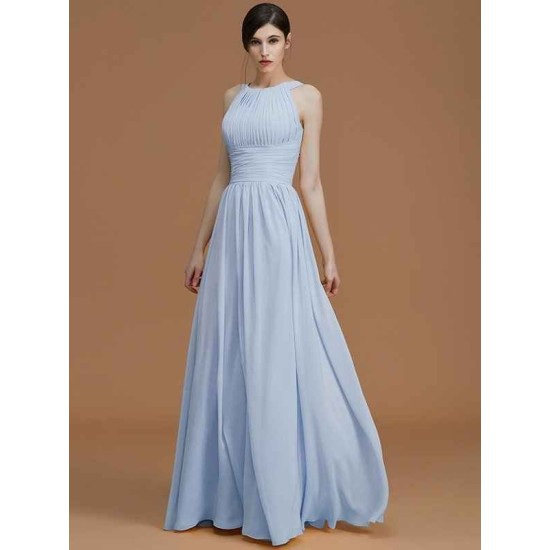 Charming Halter Sleeveless Ruched Chiffon Bridesmaid Dresses