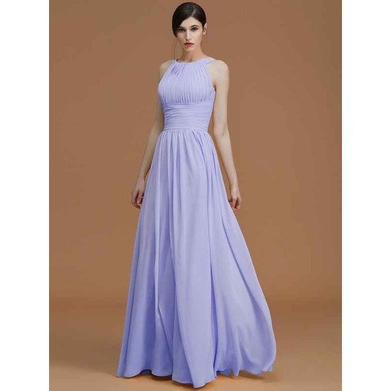 Charming Halter Sleeveless Ruched Chiffon Bridesmaid Dresses