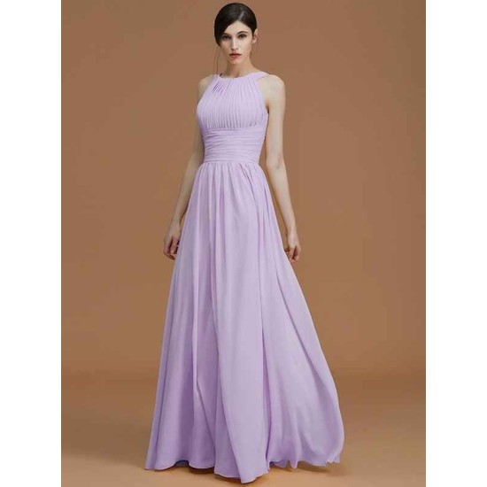 Charming Halter Sleeveless Ruched Chiffon Bridesmaid Dresses