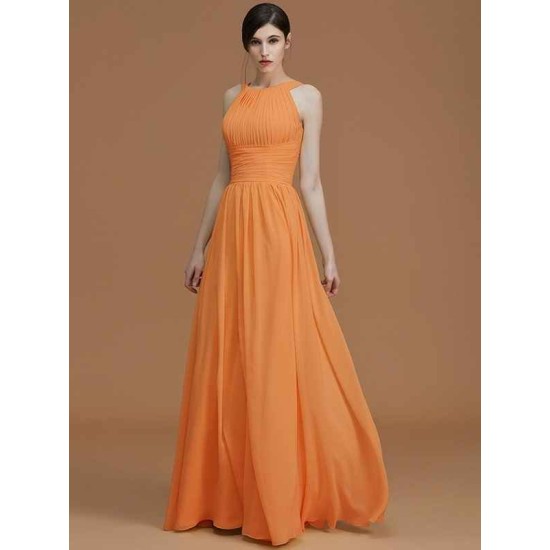 Charming Halter Sleeveless Ruched Chiffon Bridesmaid Dresses