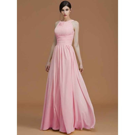 Charming Halter Sleeveless Ruched Chiffon Bridesmaid Dresses