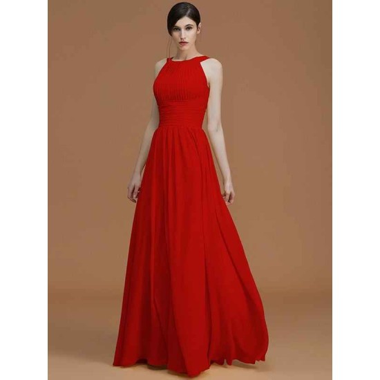Charming Halter Sleeveless Ruched Chiffon Bridesmaid Dresses