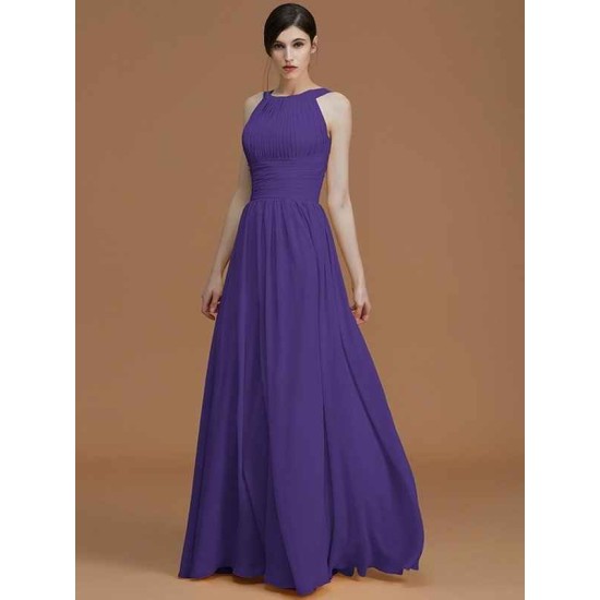 Charming Halter Sleeveless Ruched Chiffon Bridesmaid Dresses