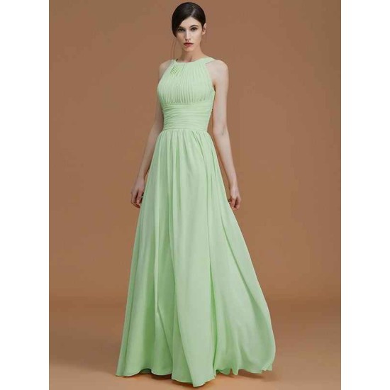 Charming Halter Sleeveless Ruched Chiffon Bridesmaid Dresses