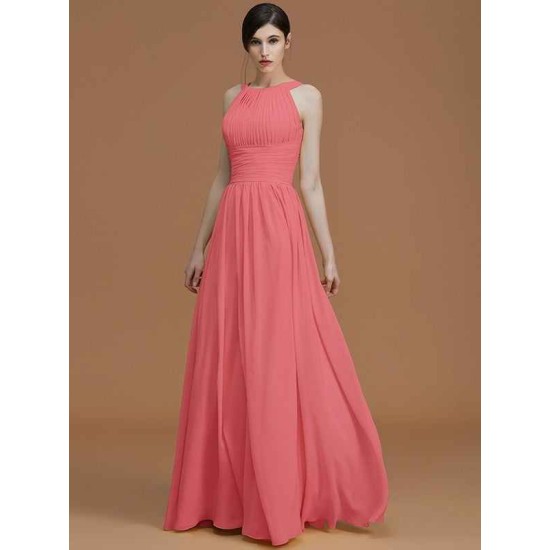 Charming Halter Sleeveless Ruched Chiffon Bridesmaid Dresses