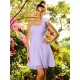 Charming One Shoulder Hand-Made Flower Sleeveless Short Chiffon Bridesmaid Dresses