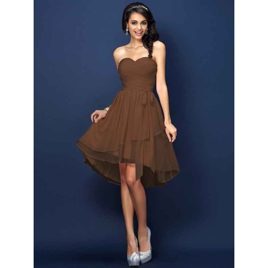 Gorgeous Sweetheart Pleats Bowknot Sleeveless Short Chiffon Bridesmaid Dresses