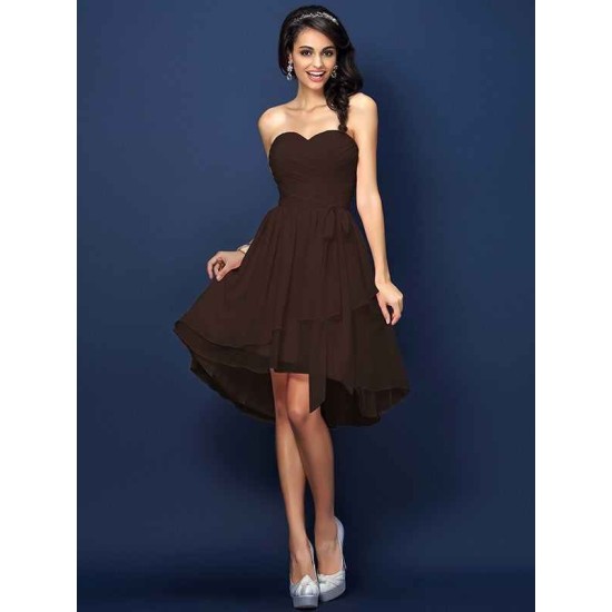 Gorgeous Sweetheart Pleats Bowknot Sleeveless Short Chiffon Bridesmaid Dresses