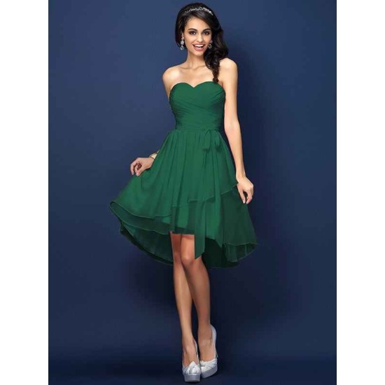 Gorgeous Sweetheart Pleats Bowknot Sleeveless Short Chiffon Bridesmaid Dresses