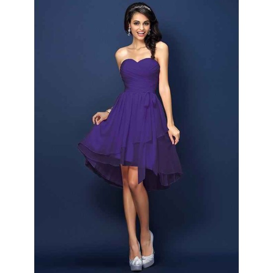 Gorgeous Sweetheart Pleats Bowknot Sleeveless Short Chiffon Bridesmaid Dresses