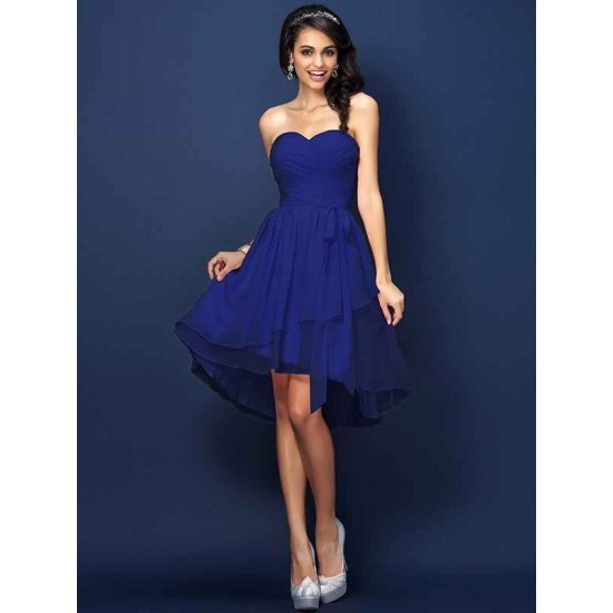 Gorgeous Sweetheart Pleats Bowknot Sleeveless Short Chiffon Bridesmaid Dresses