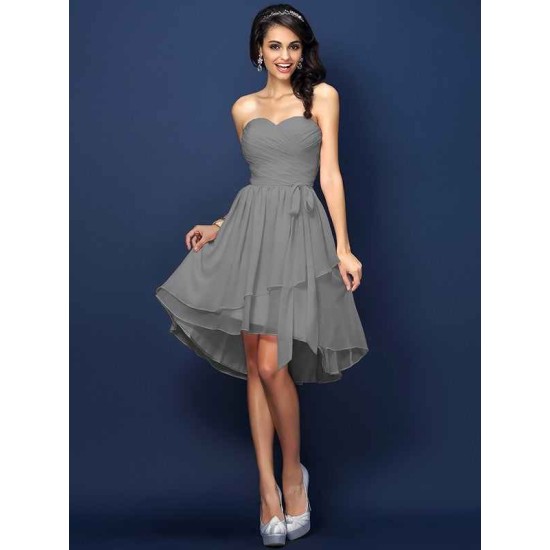 Gorgeous Sweetheart Pleats Bowknot Sleeveless Short Chiffon Bridesmaid Dresses